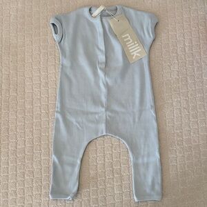milk Organic Kids Romper in Light Blue